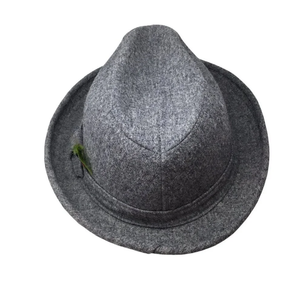 Pendleton Fedora 100% Virgin Wool NWOT Size 7 3/8 Gray Hat USA Pristine Feathers